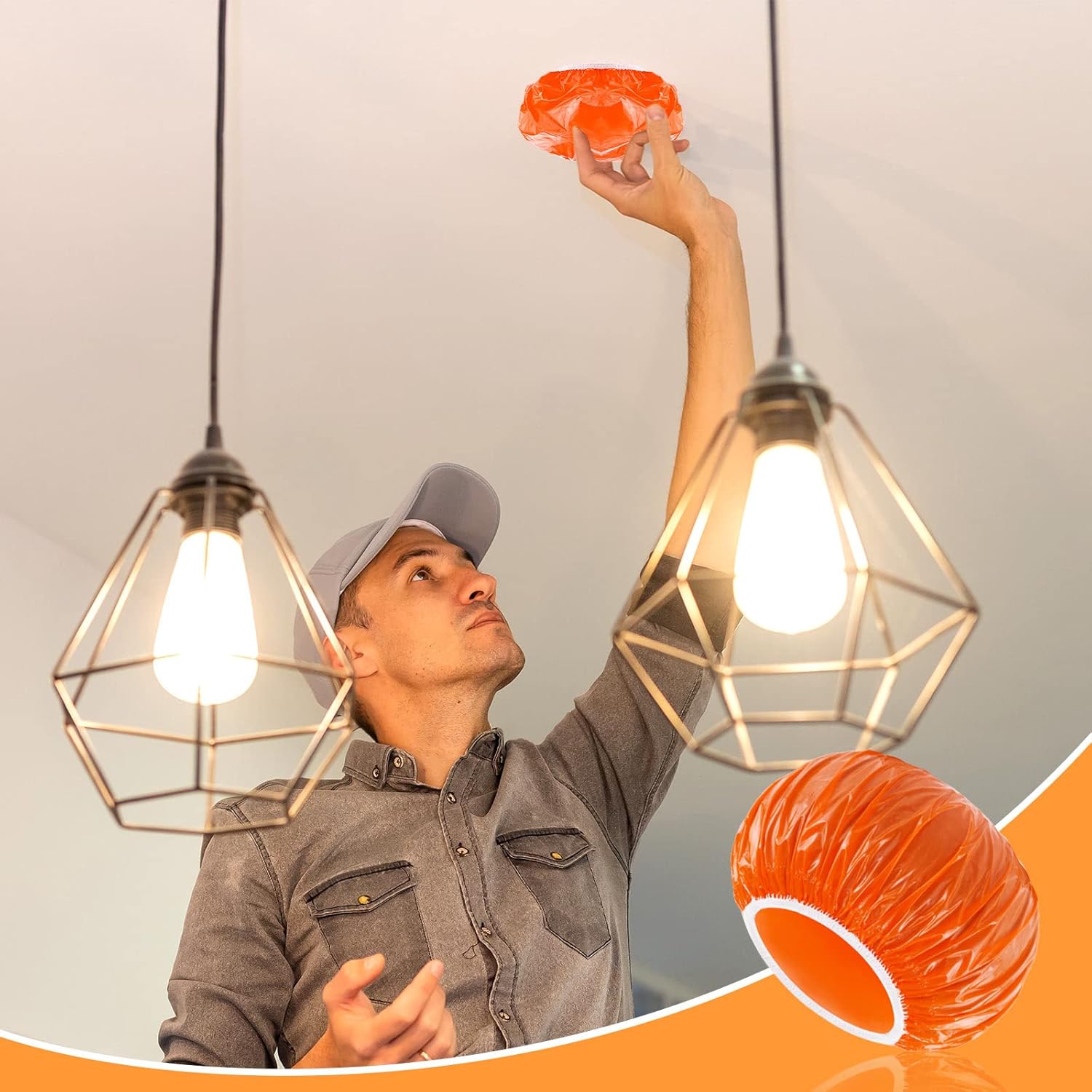 24 Pieces Smoke Detector Fire Alarm Dust Paint Cover Thicken Elastic Stretch Plastic Smoke Detector Fire Alarm Cover during Cooking or Baking, Orange