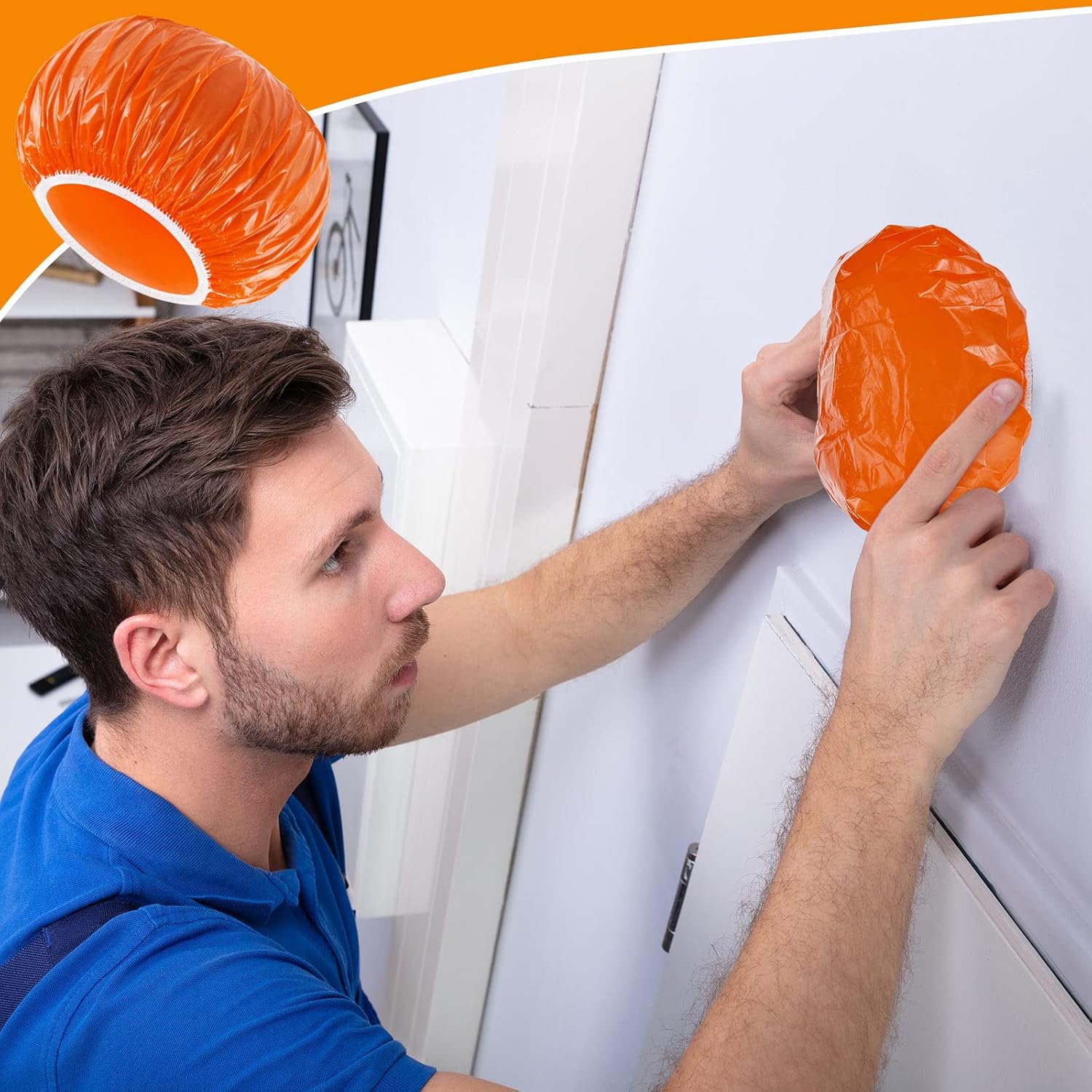 24 Pieces Smoke Detector Fire Alarm Dust Paint Cover Thicken Elastic Stretch Plastic Smoke Detector Fire Alarm Cover during Cooking or Baking, Orange